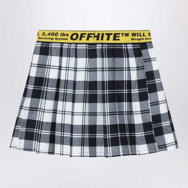 Off-white Diagonal Checked Flannel Skirt In Black