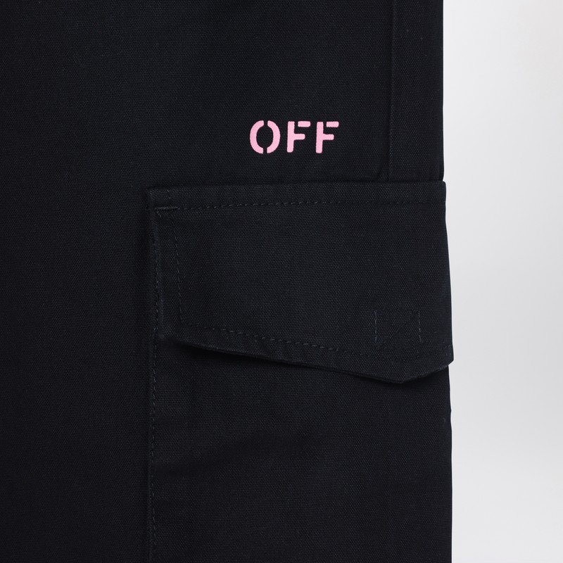 キッズ用ボトムス Off-White Black jogging cargo trousers with logo Off-white Kids' Black Jogging Cargo Trousers With Logo