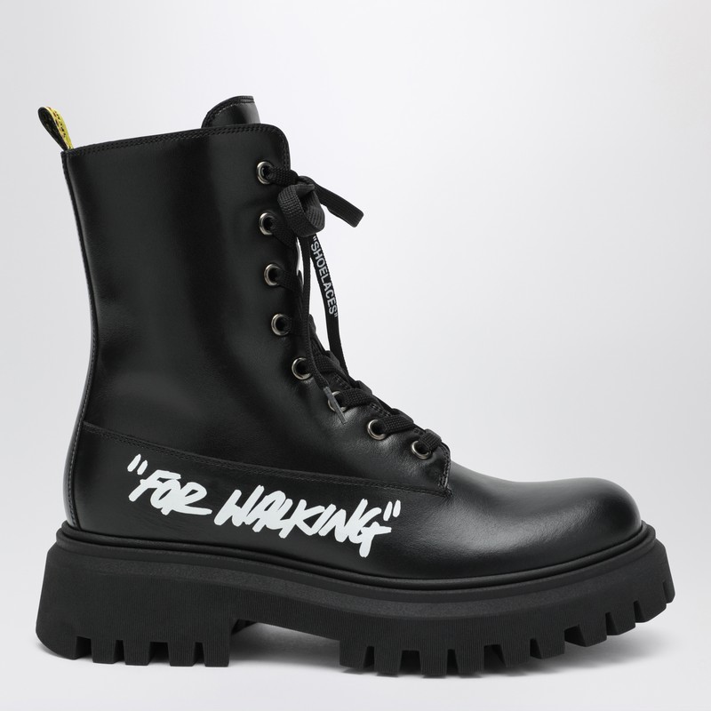 Leather “For Walking” combat boots - Off-White™ - Modalova