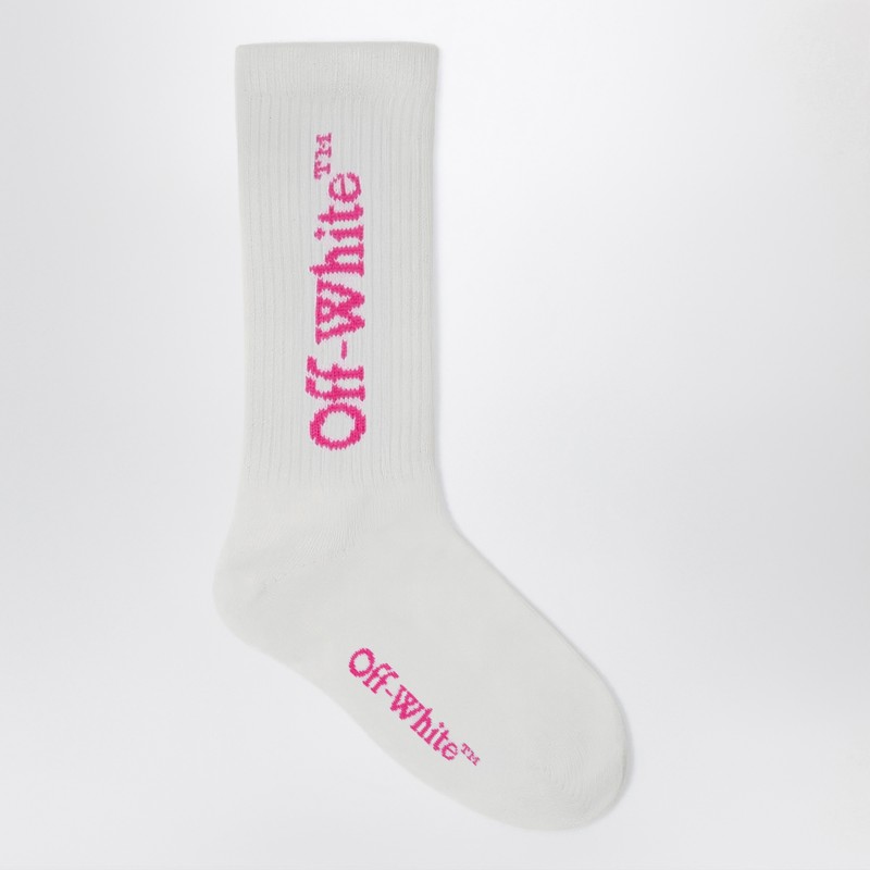 Off-white White Socks With Pink Logo In White