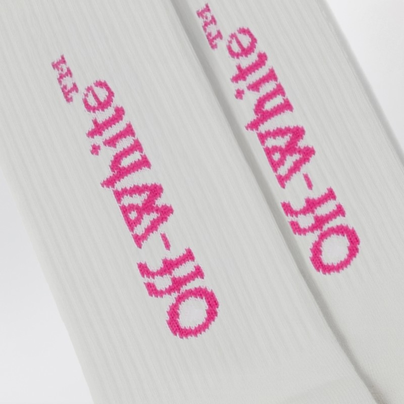Off-white White Socks With Pink Logo In White