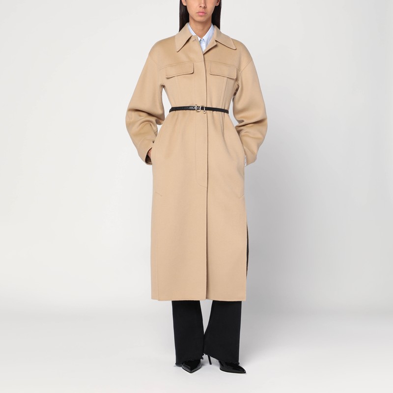 Camel-coloured wool coat