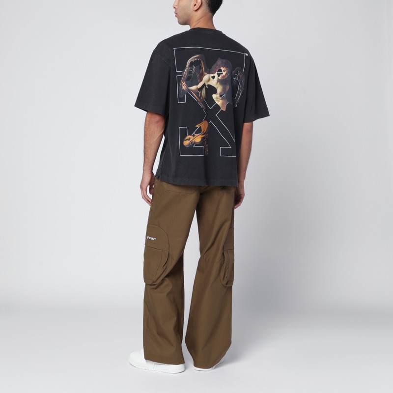 Off-white Washed Black Cupid Arrow Skate Logo T-shirt In Black