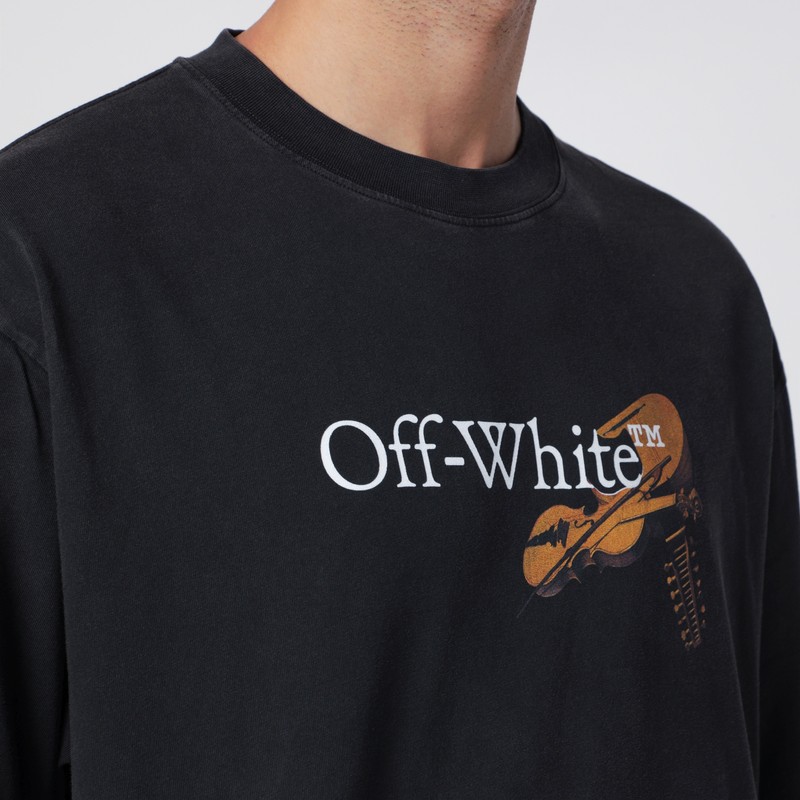 Off-white Washed Black Cupid Arrow Skate Logo T-shirt In Black