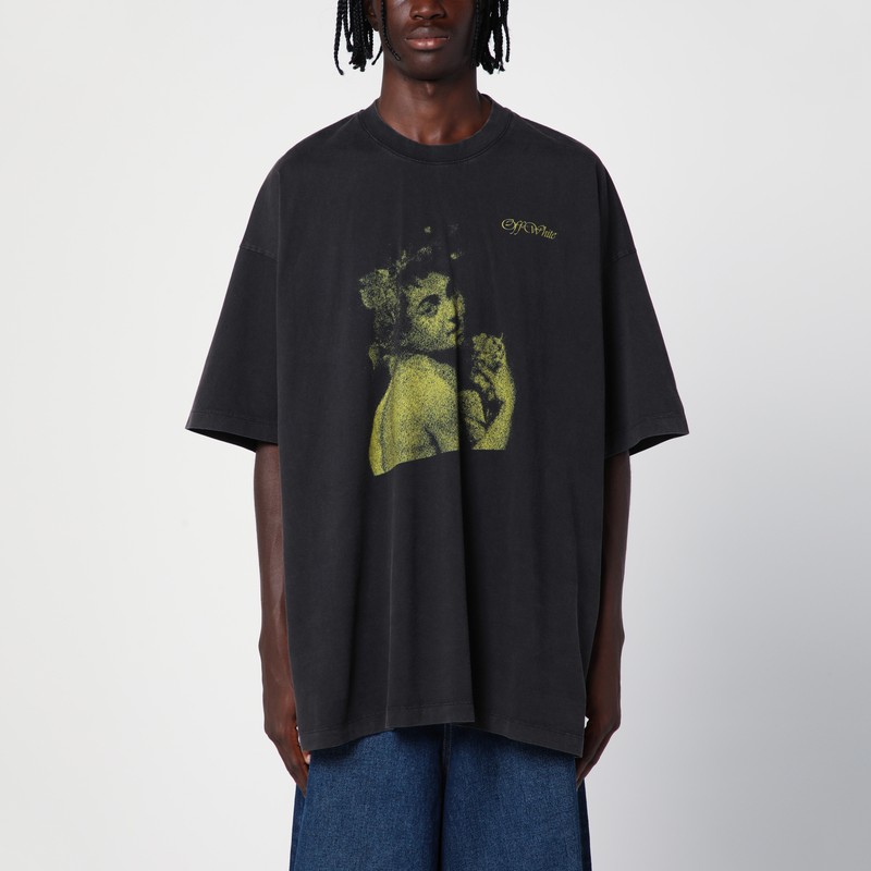 Off-white Oversized Black Cotton Crew-neck T-shirt In Multicolor