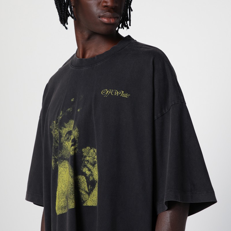 Off-white Oversized Black Cotton Crew-neck T-shirt In Multicolor