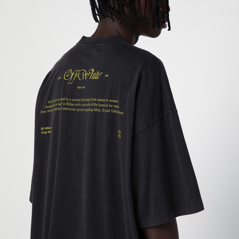 Off-white Oversized Black Cotton Crew-neck T-shirt In Multicolor