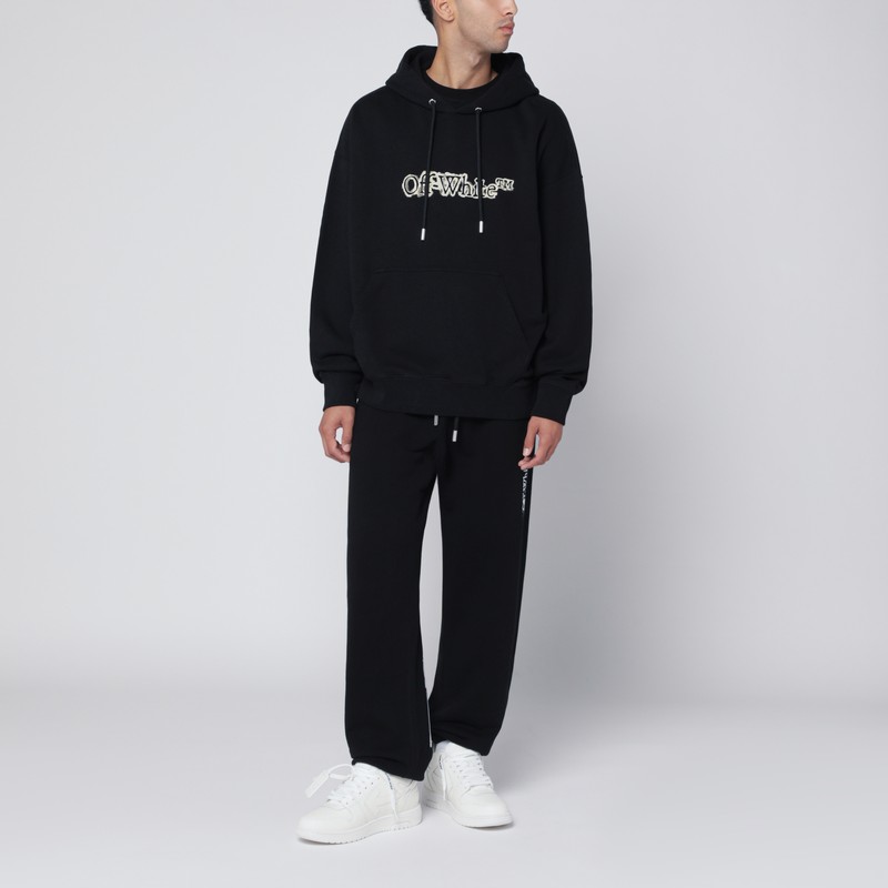 Off-white Cloudy Arrow Black Cotton Skate Hoodie In Black