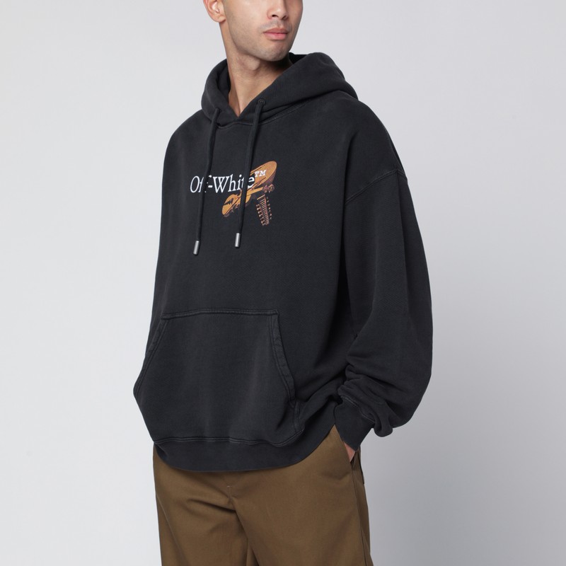 Washed black Cupid Arrow Skate Logo hoodie