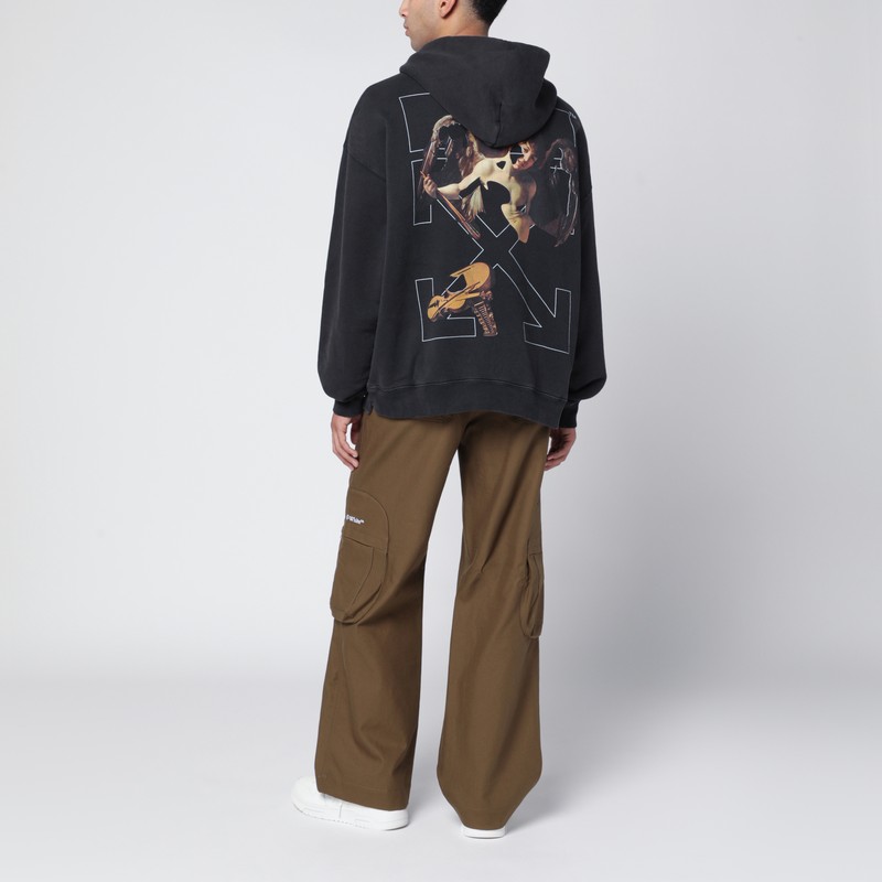 Off-white Washed Black Cupid Arrow Skate Logo Hoodie