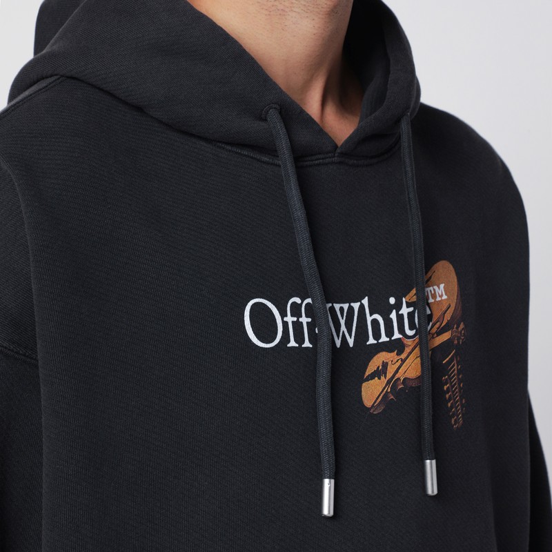 Off-white Washed Black Cupid Arrow Skate Logo Hoodie