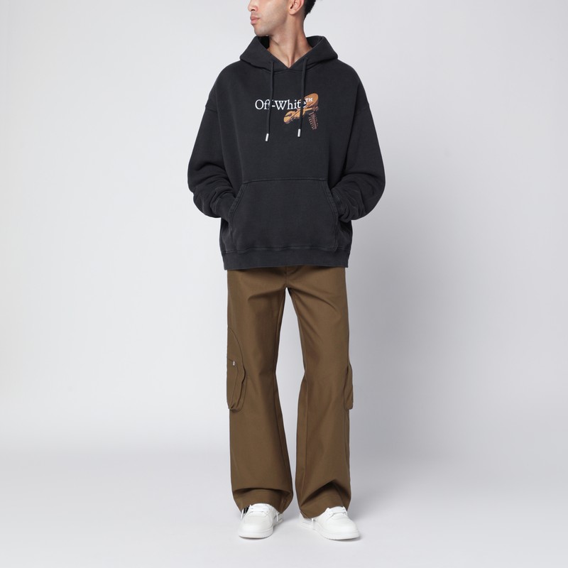 Off-white Washed Black Cupid Arrow Skate Logo Hoodie