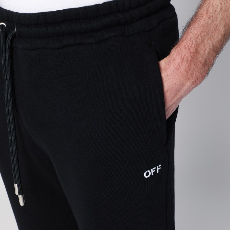 Off-white Wide-leg Cotton Joggers With Cuffed Hem In Black
