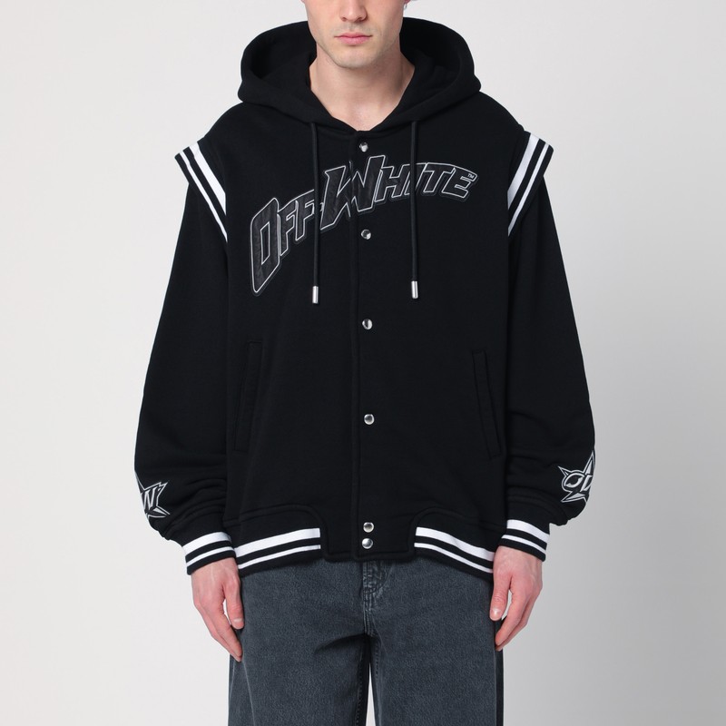 Black bomber jacket in cotton with logo
