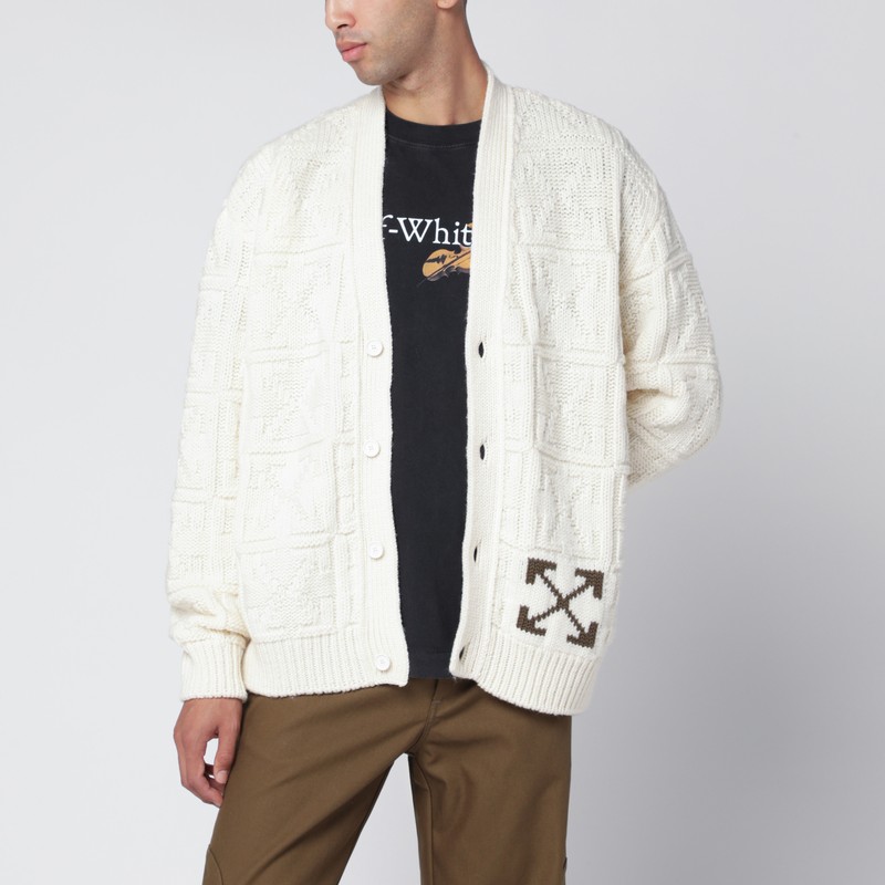 Cream cardigan with Arrow motif intarsia
