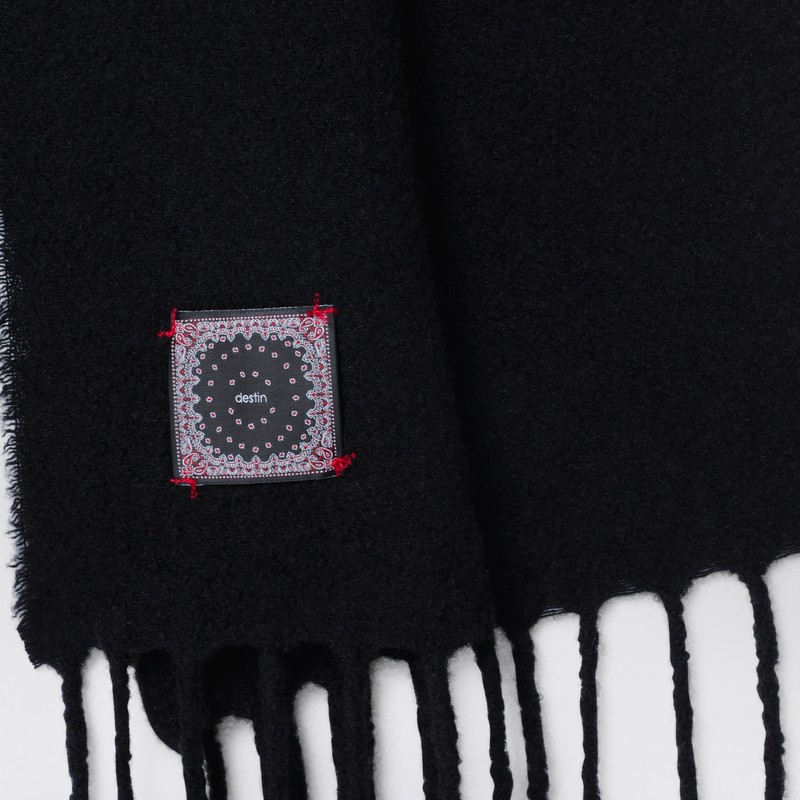 Destin Wool And Cashmere Fringed Scarf In Black