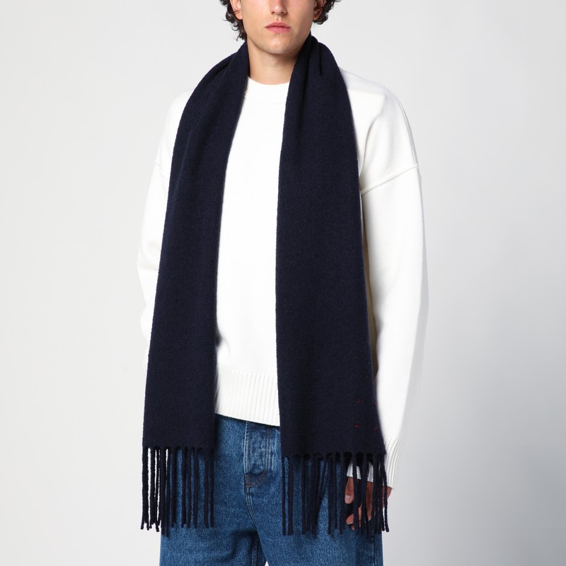 Destin Wool And Cashmere Fringed Scarf In Blue