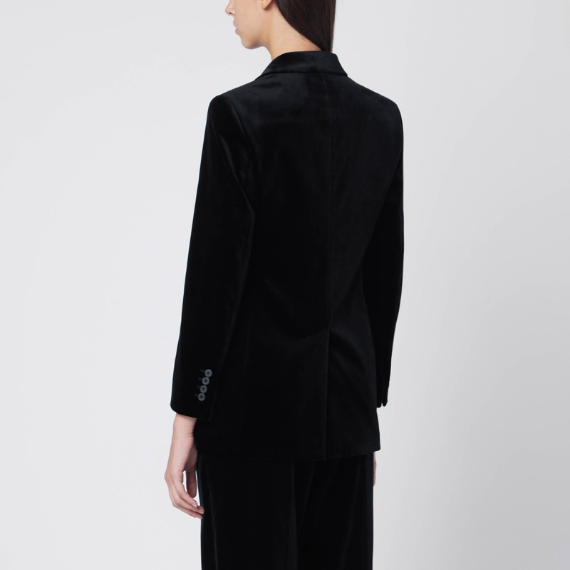 Max Mara Black Velvet Double-breasted Jacket In Black