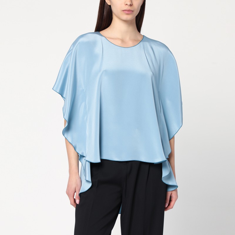 Light blue flowy silk blouse