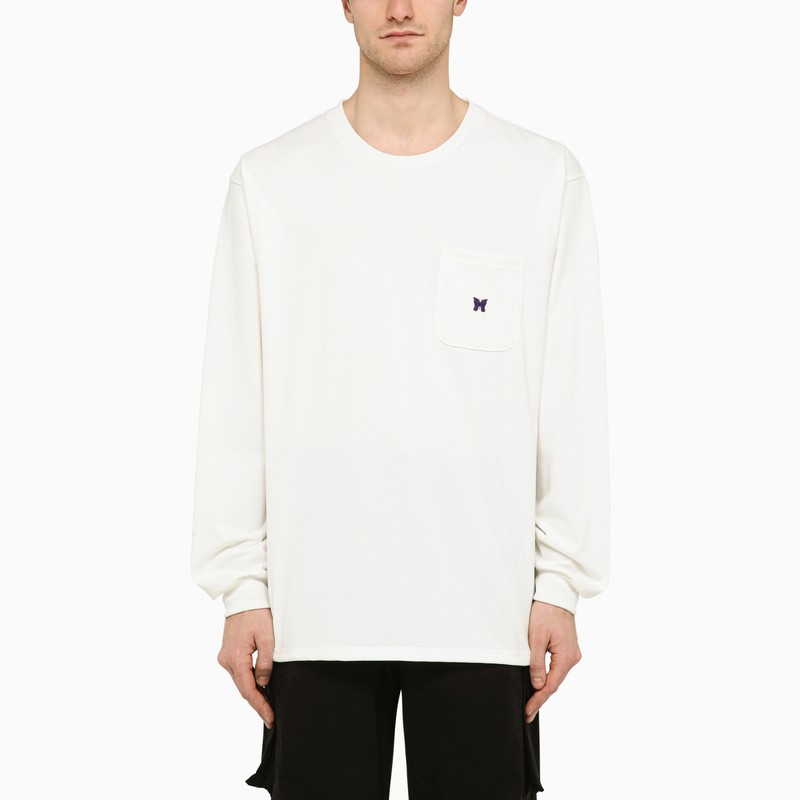 Shop Needles | White Crew-neck Sweatshirt With Embroidery