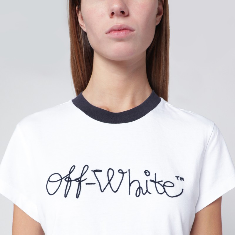 Off-white T-shirt With Embroidered Logo In White