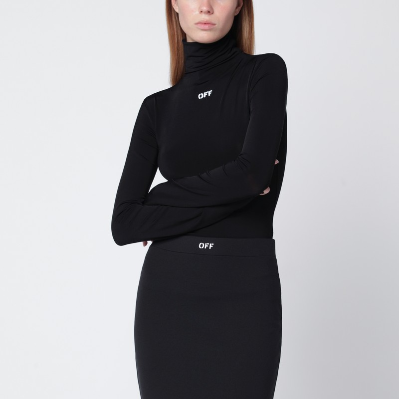 Black turtleneck top with OFF logo