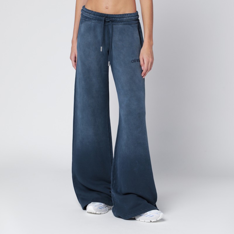 Blue washed-effect jogging trousers