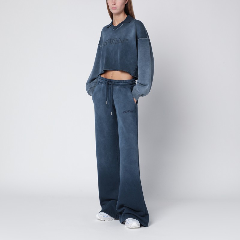 Off-white Blue Washed-effect Jogging Trousers In Blue