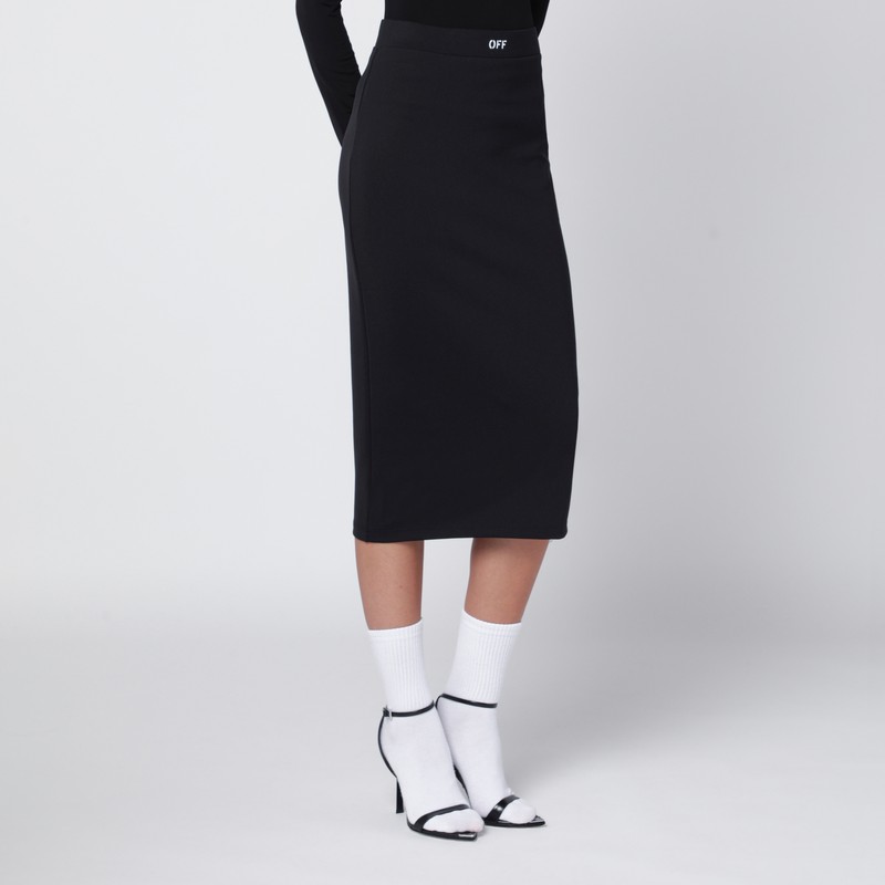 Off-white Black Pencil Skirt With Off Logo In Black