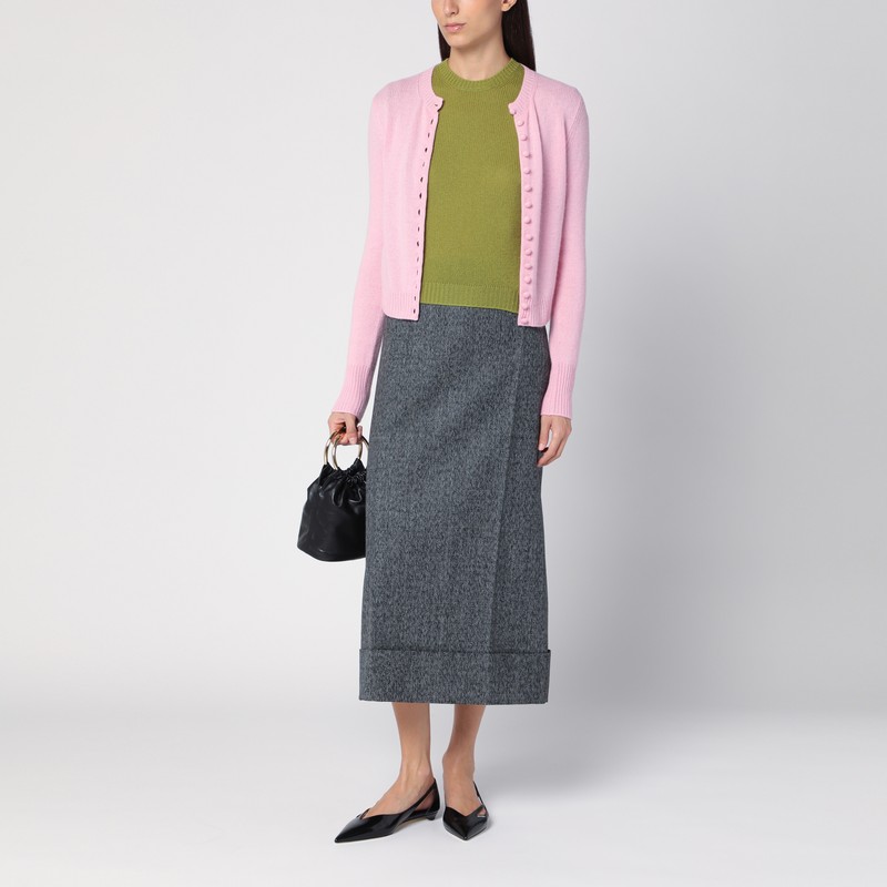 Prada Wool Long Skirt In Gray