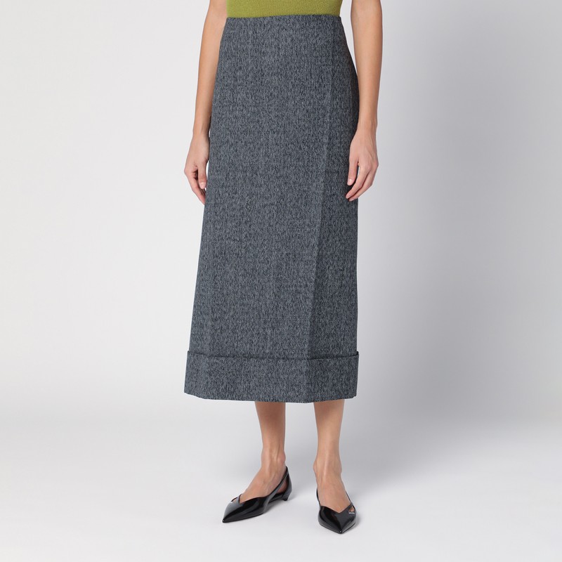 Prada Wool Long Skirt In Gray