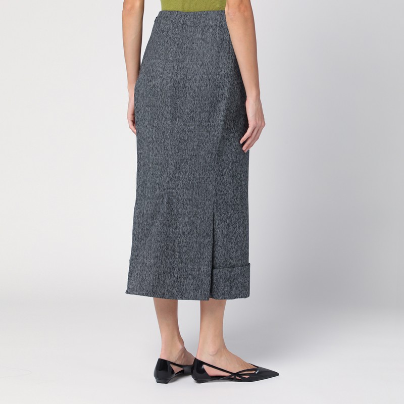 Prada Wool Long Skirt In Gray