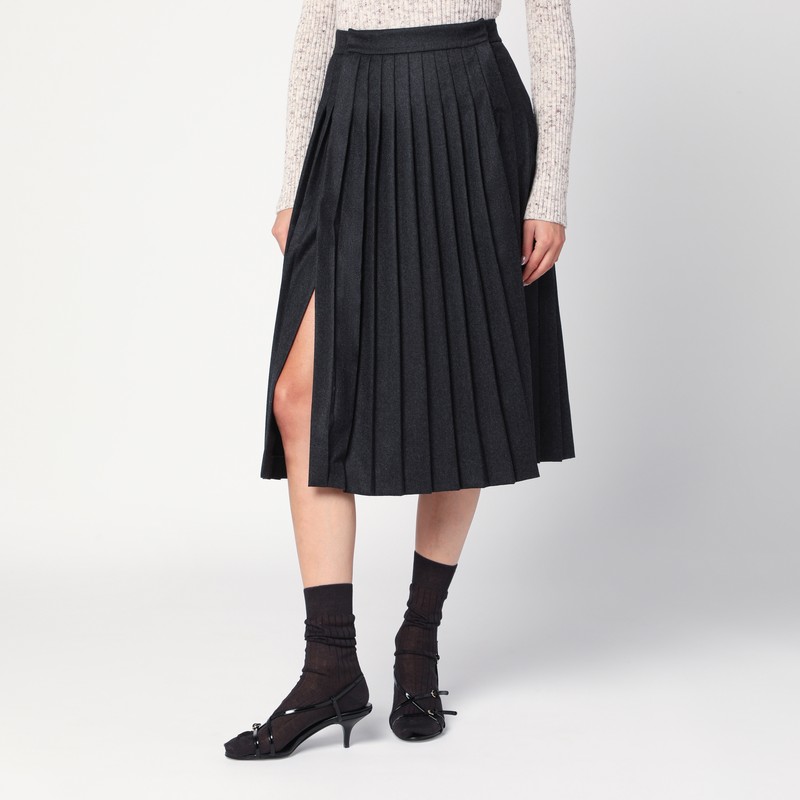Grey pleated wool skirt - Prada - Modalova