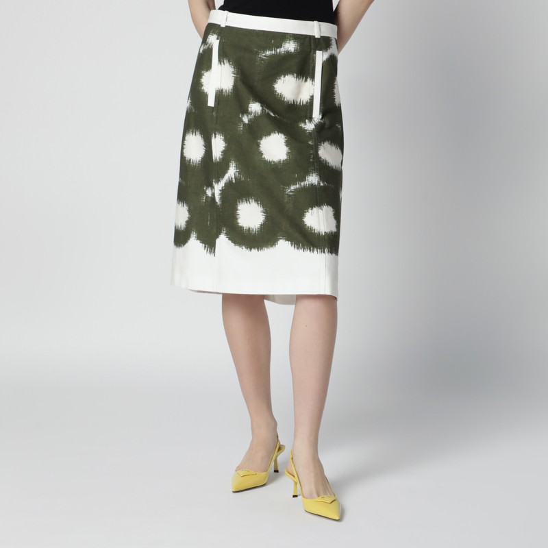 Cotton skirt with military green pattern