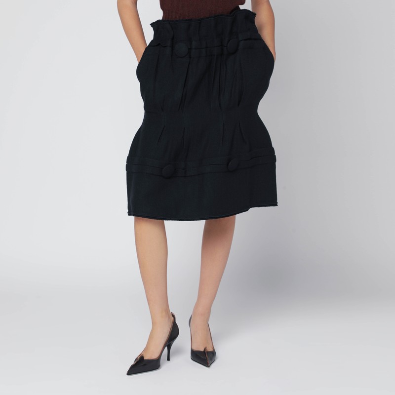 Blue midi skirt in chevron wool