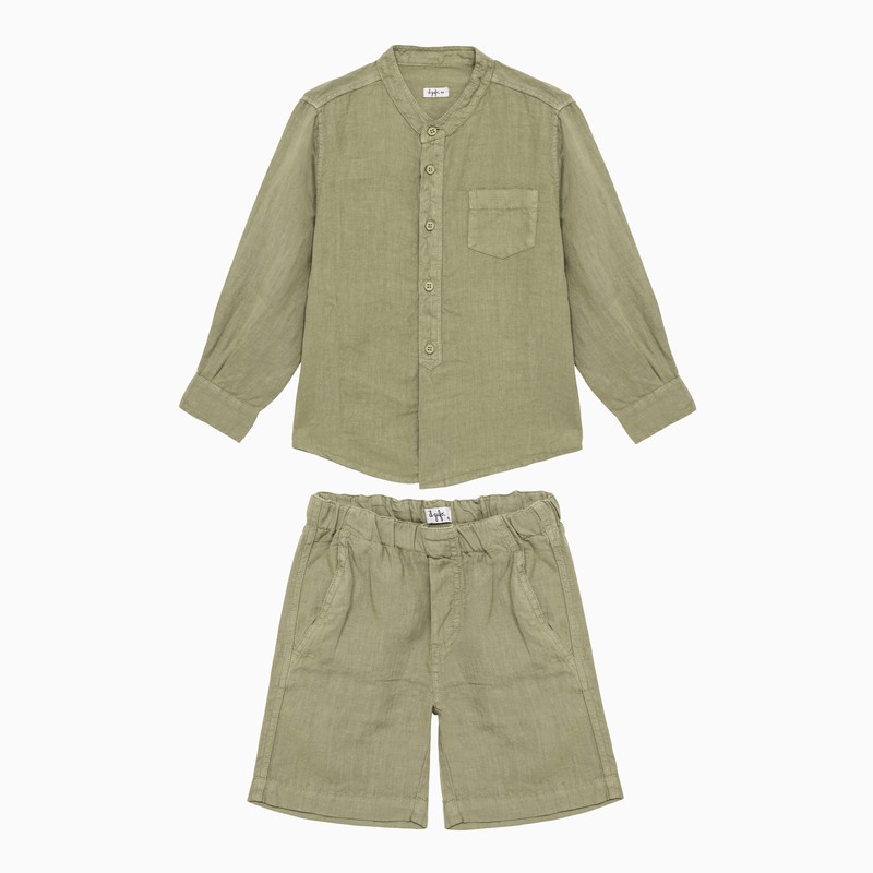 Il Gufo Sage Green Linen Suit In Green