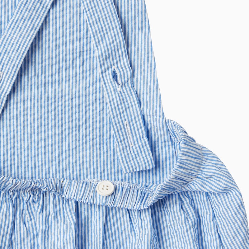 Il Gufo Two-piece Suit With White/blue Cotton Dungarees In Light Blue