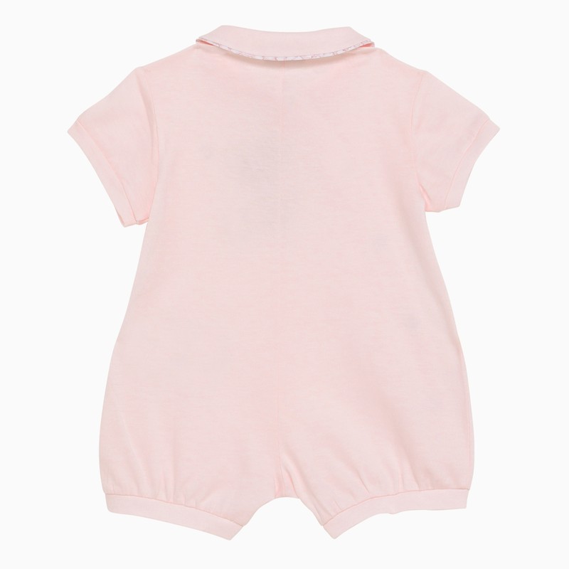 Il Gufo Pink Cotton Sleepsuit With Bear Embroidery In Pink