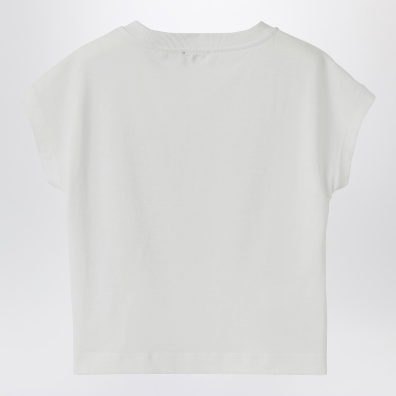 Shop Il Gufo White Cotton T-shirt With Blue Patch