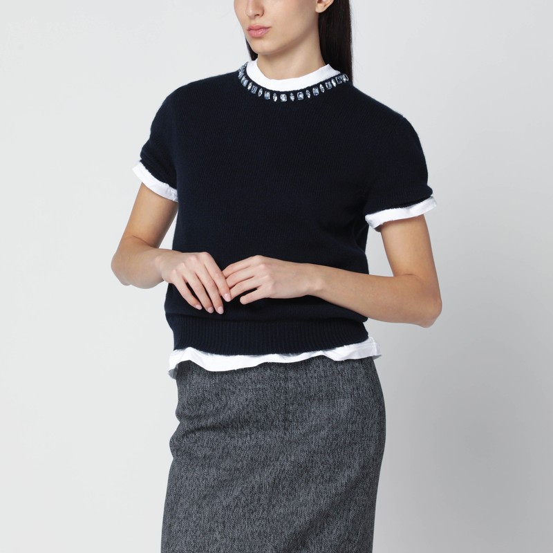 Blue wool and cashmere sweater