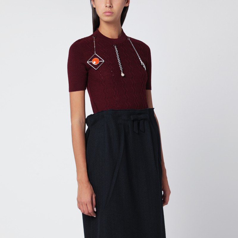 Burgundy wool sweater with charms
