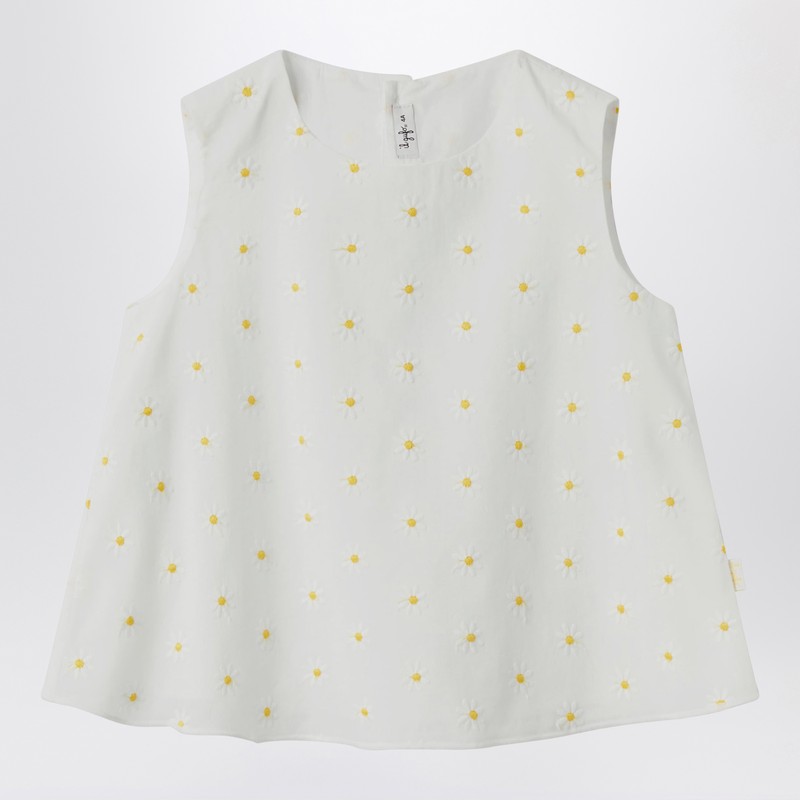 White top with floral embroidery