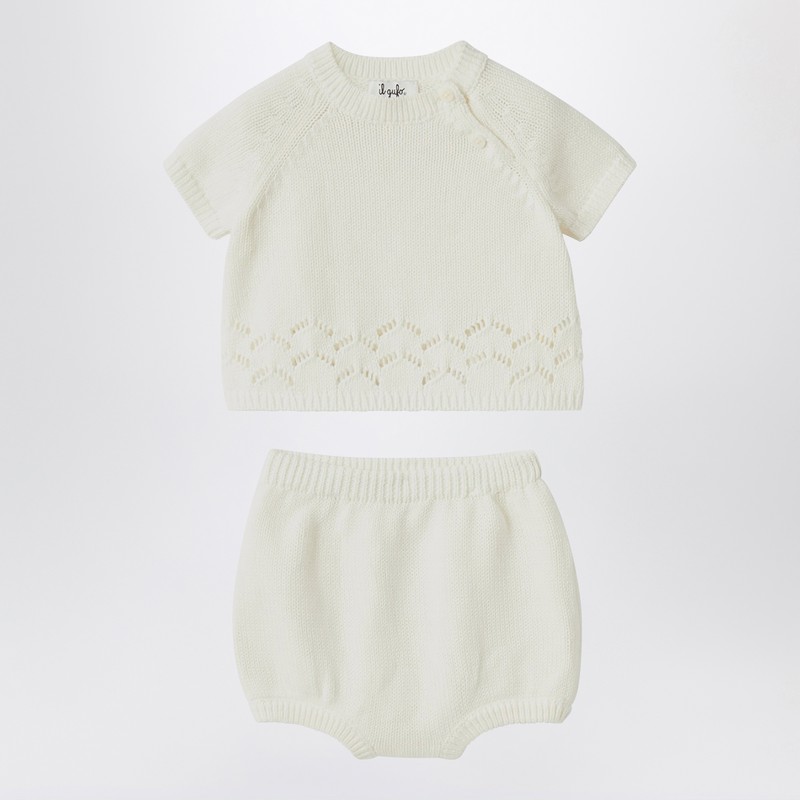 Il Gufo White Milk Set In Organic Cotton In White