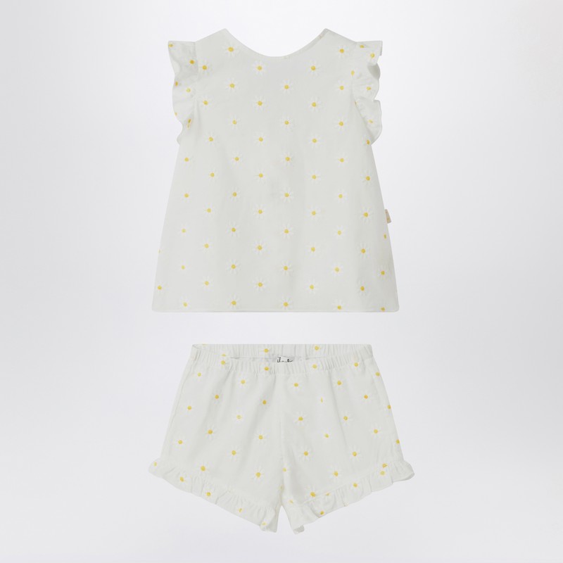 Two-piece white set with floral embroidery