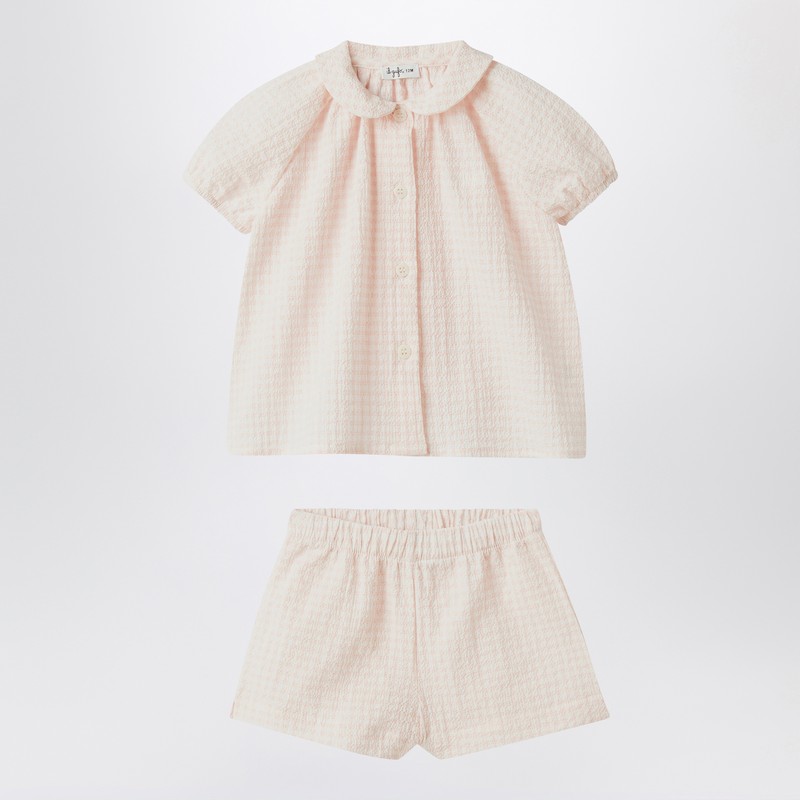 Il Gufo Pink Set In Seersucker In Pink