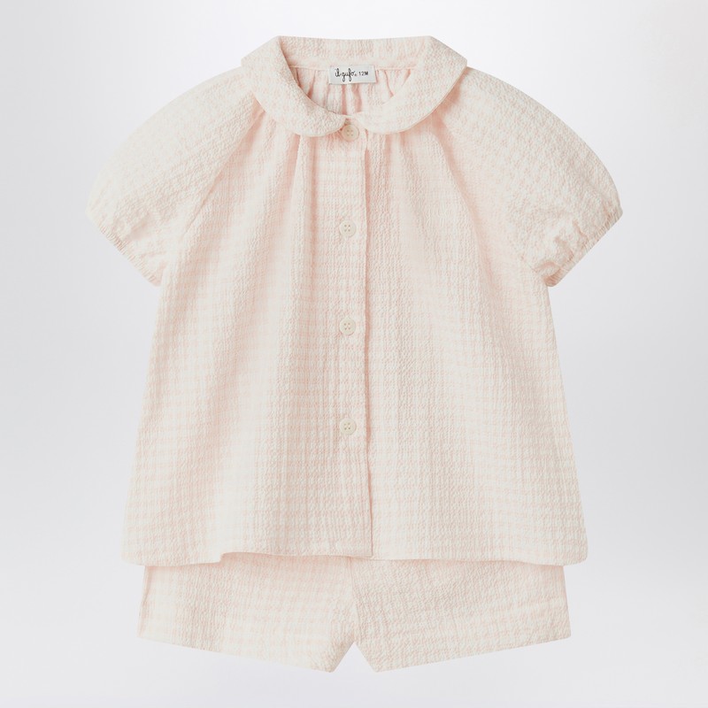 Il Gufo Pink Set In Seersucker In Pink