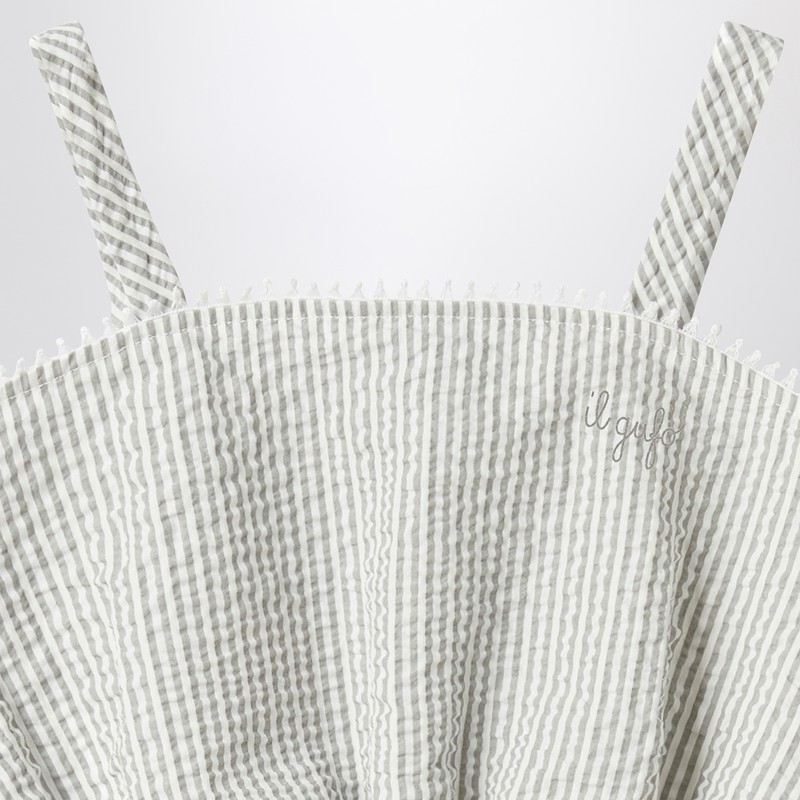 Il Gufo Granite-coloured Set In Striped Seersucker In Grey