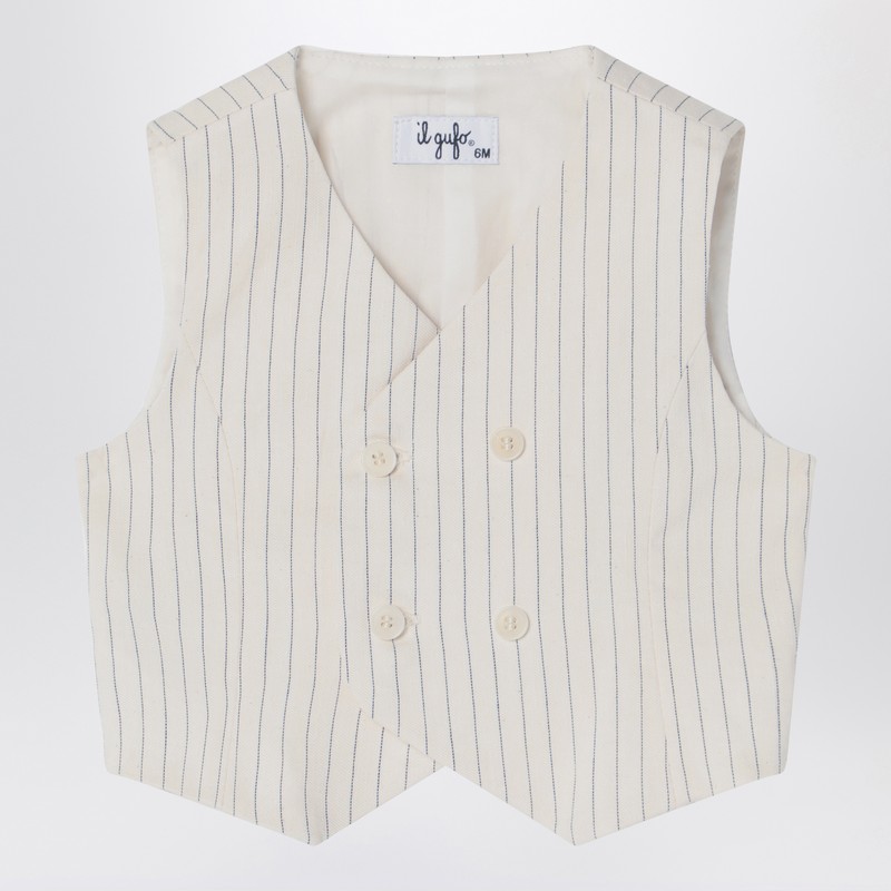 Double-breasted vest in pinstriped cotton