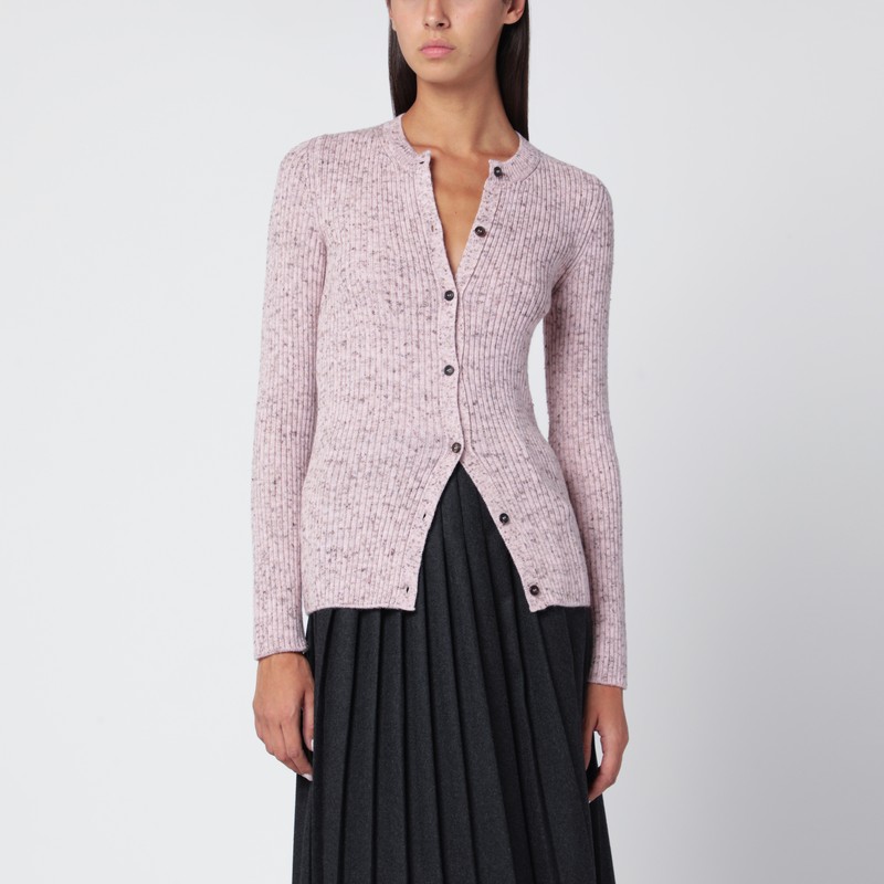 Pink ribbed wool cardigan