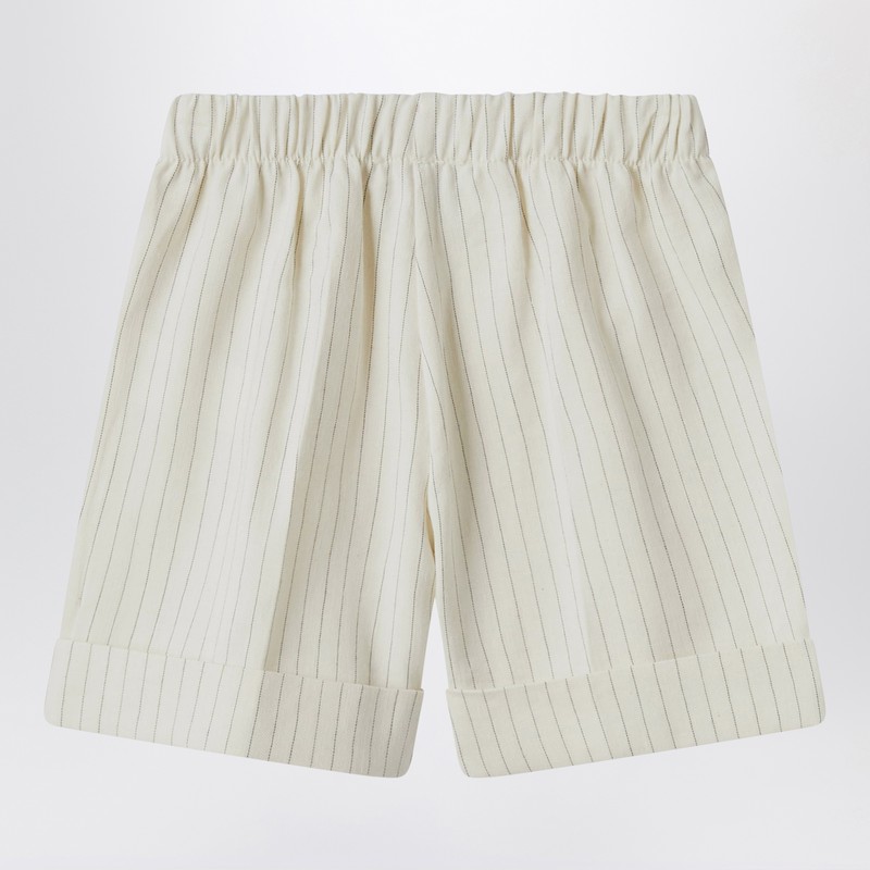 Il Gufo Pinstriped Cotton Bermuda Shorts In White